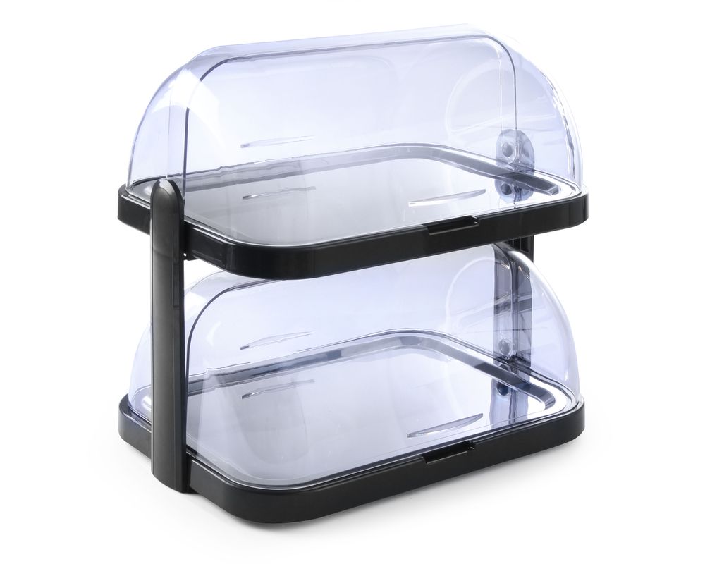 HENDI Roll-Top-Kühldisplay doppelt – 2 Tabletts, dunkelgrau
