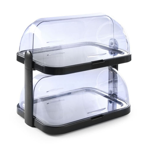 HENDI Roll-Top-Kühldisplay doppelt – 2 Tabletts, dunkelgrau