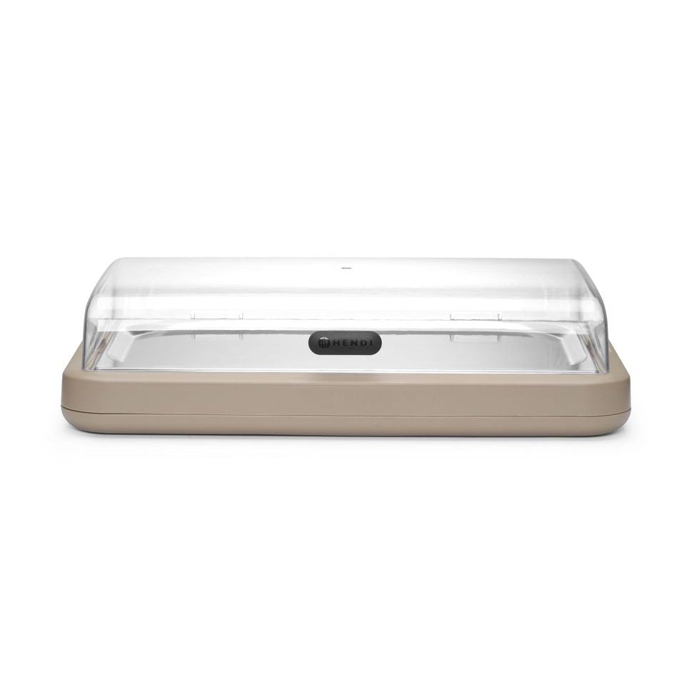 HENDI Kühldisplay UNIQ GN 1/1 Beige – mit Klappdeckel