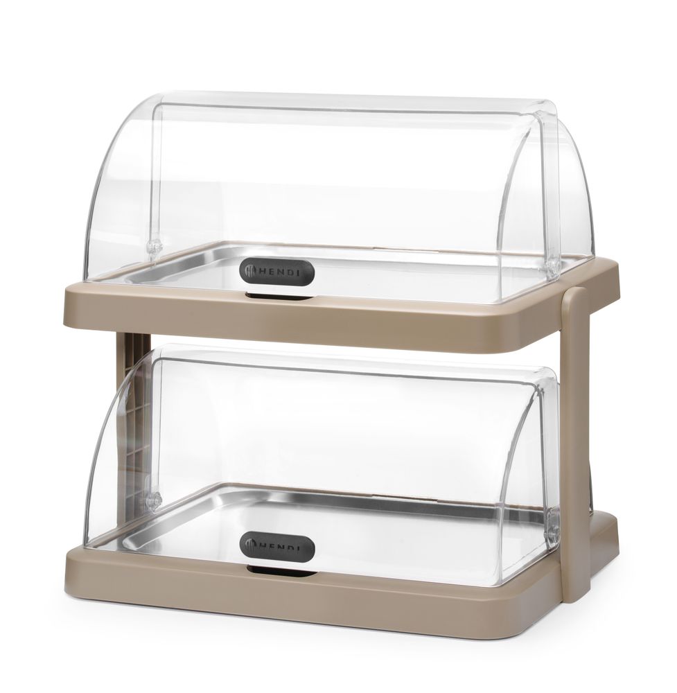 HENDI Rolltop-Kühldisplay Duo UNIQ Doppelt Beige – 2 × 400 × 300 mm