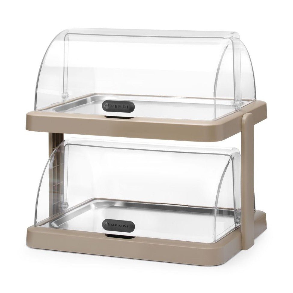 HENDI Rolltop-Kühldisplay Duo UNIQ Doppelt Beige – 2 × 400 × 300 mm
