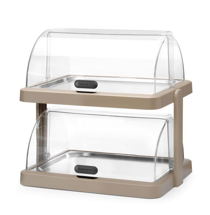 HENDI Rolltop-Kühldisplay Duo UNIQ Doppelt Beige – 2 × 400 × 300 mm