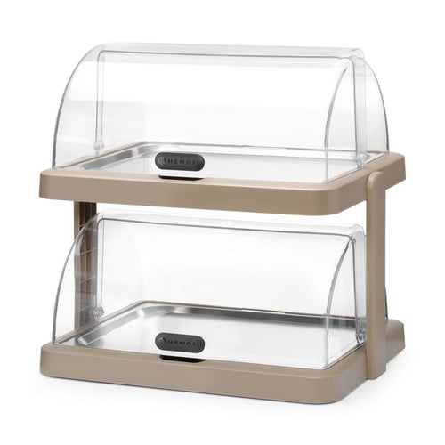 HENDI Rolltop-Kühldisplay Duo UNIQ Doppelt Beige – 2 × 400 × 300 mm