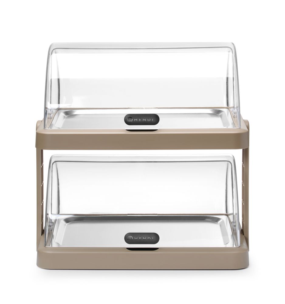 HENDI Rolltop-Kühldisplay Duo UNIQ Doppelt Beige – 2 × 400 × 300 mm