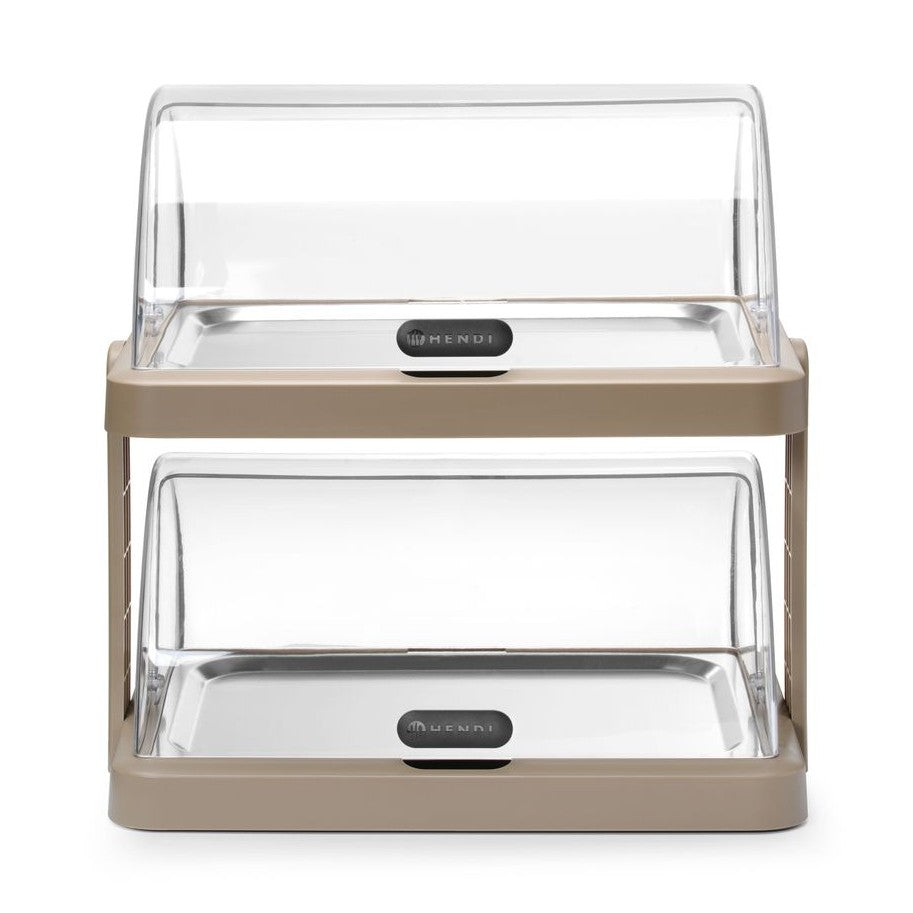 HENDI Rolltop-Kühldisplay Duo UNIQ Doppelt Beige – 2 × 400 × 300 mm