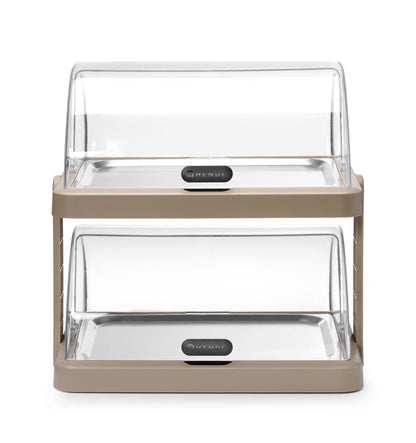 HENDI Rolltop-Kühldisplay Duo UNIQ Doppelt Beige – 2 × 400 × 300 mm