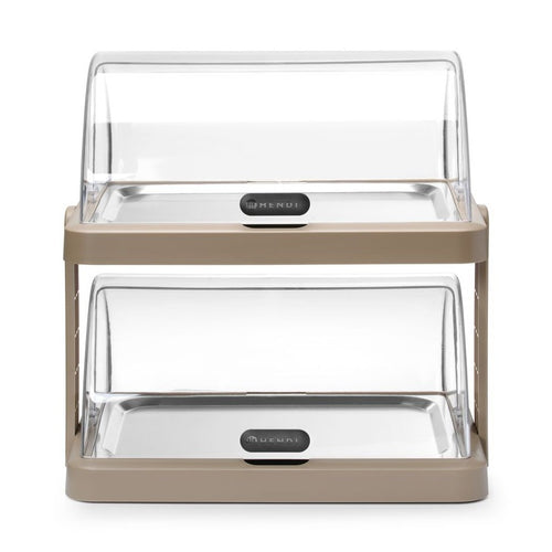 HENDI Rolltop-Kühldisplay Duo UNIQ Doppelt Beige – 2 × 400 × 300 mm