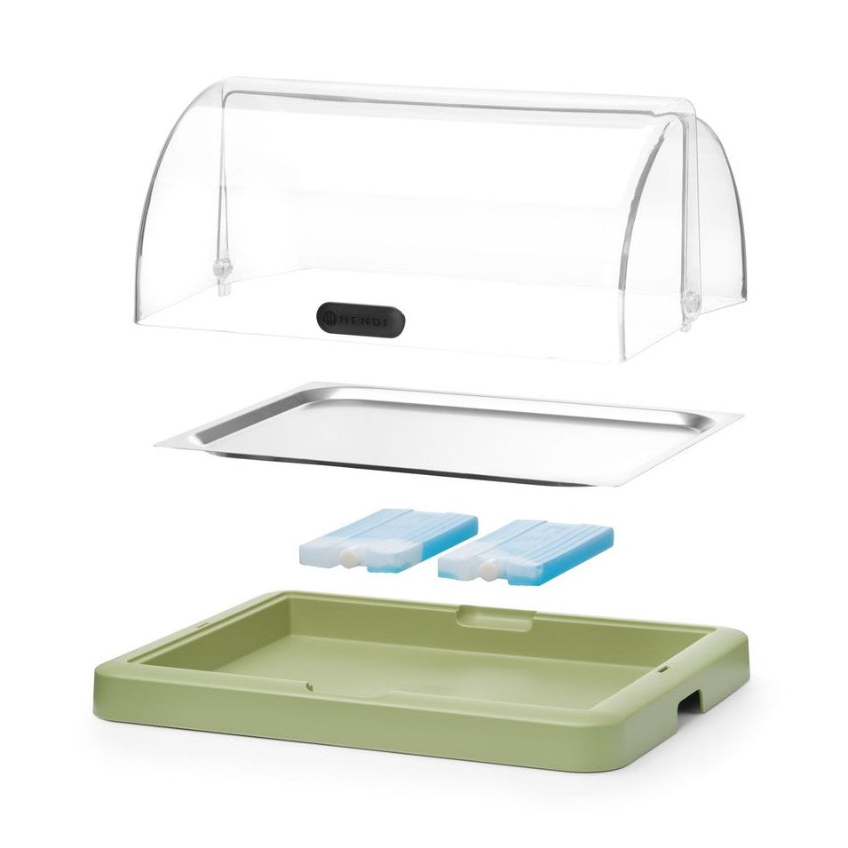 HENDI Rolltop-Kühldisplay Duo UNIQ Einzel Grün – 1 × 400 × 300 mm