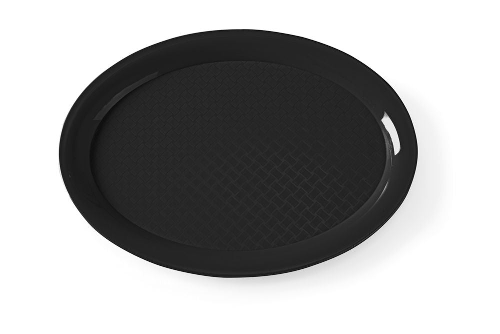 HENDI Fast-Food-Tablett oval – Schwarz, 265 × 195 mm