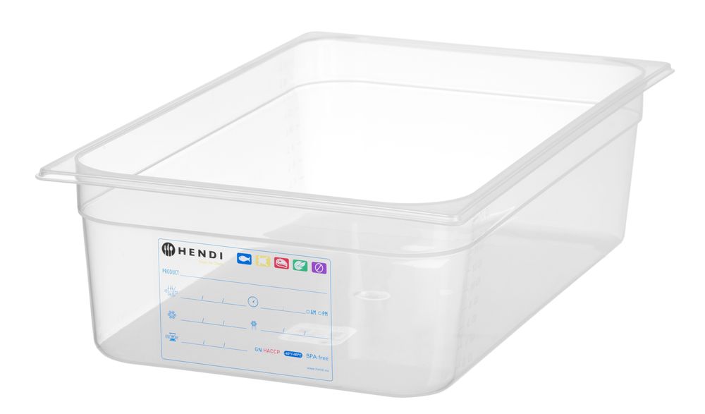 HENDI Gastronorm-Behälter GN 1/1 – 21 L, transparent, HACCP
