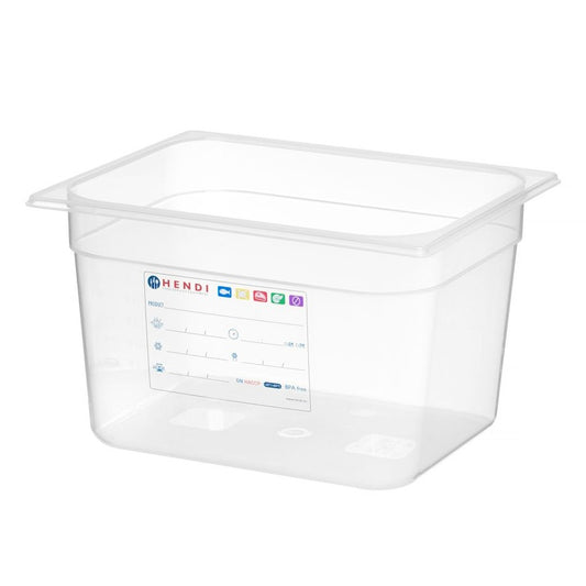 Gastronorm-Behälter 1/2, HENDI, GN 1/2, 9,5L, Transparent, 325x265x H 150mm HENDI