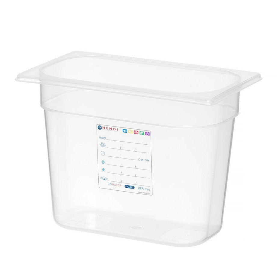 Gastronorm-Behälter 1/4, HENDI, GN 1/4, 5,5L, Transparent, 265x162x H 200mm HENDI