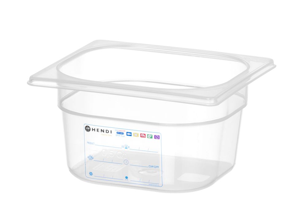 HENDI Gastronorm-Behälter HACCP GN 1/6 – 1,6 L, transparent