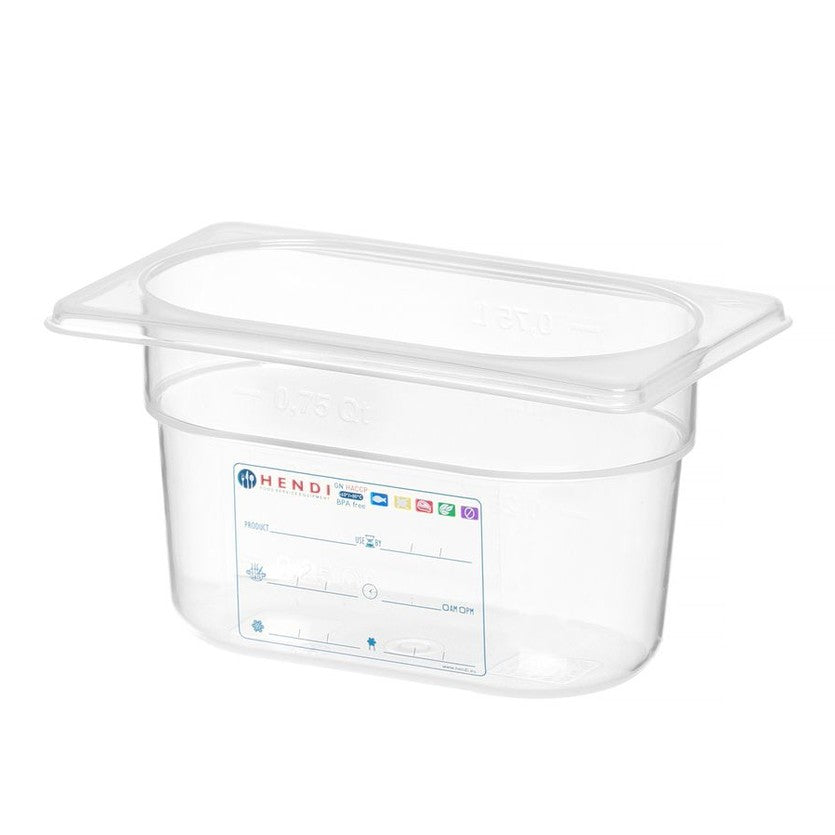 HENDI Gastronorm-Behälter HACCP GN 1/9 – 0,9 L, transparent HENDI