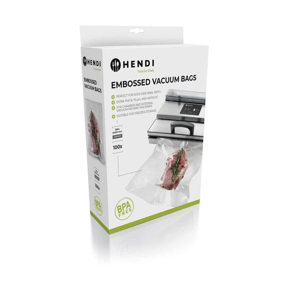 HENDI Vakuum-Kochbeutel geprägt – 100 Stk., 300 × 400 mm HENDI