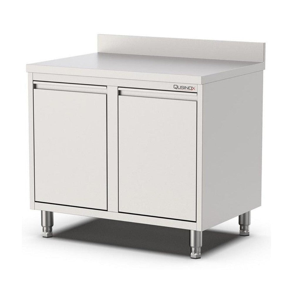 Edelstahl Abfallkipperschrank, 1000x700x900mm, mit 2 Kipptüren und Aufkantung Qusinox