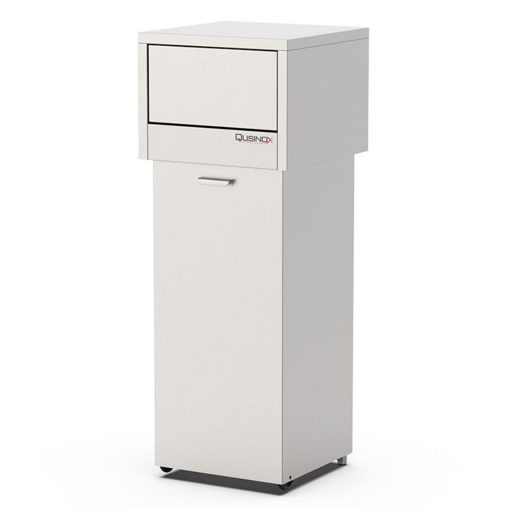 Edelstahl Abfallmöbel, 470x470x1260mm, mit Klappdeckelöffnung Qusinox