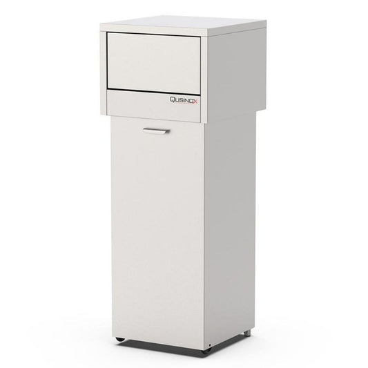 Edelstahl Abfallmöbel, 470x470x1260mm, mit Klappdeckelöffnung Qusinox