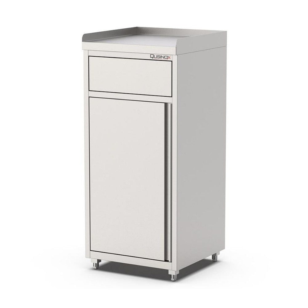 Qusinox Abfallmöbel 550 × 550 × 1200 mm – Edelstahl, Klappdeckel Qusinox