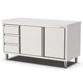 Edelstahl Arbeitsschrank, 1800x600x900mm, mit 3 Schubladen links Qusinox