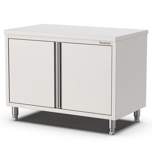 Edelstahl Arbeitsschrank, 1000x600x900mm, mit Flügeltüren Qusinox