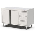 Edelstahl Arbeitsschrank, 1200x600x900mm, mit Flügeltüren und 3 Schubladen rechts Qusinox