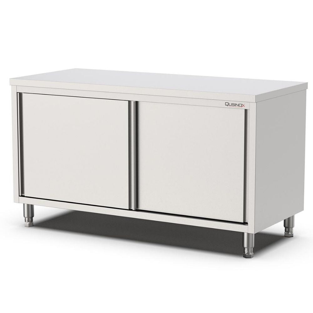 Edelstahl Arbeitsschrank, 2000x700x900mm, mit Schiebetüren Qusinox