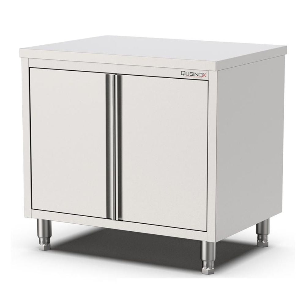 Edelstahl Arbeitsschrank, 800x600x900mm, mit Flügeltüren Qusinox