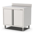 Edelstahl Arbeitsschrank, 800x700x900mm, mit Flügeltüren und Aufkantung Qusinox