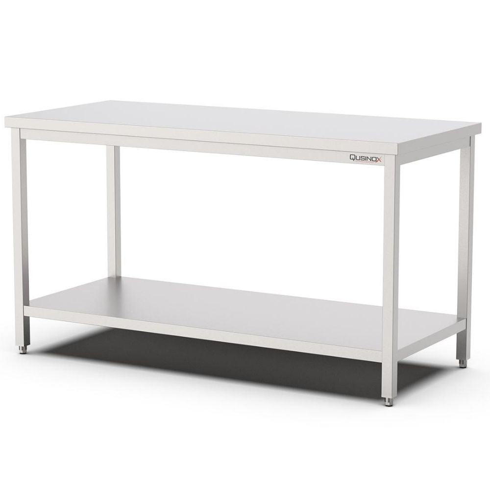 Edelstahl Arbeitstisch, 900x600x900mm, mit Grundboden Qusinox