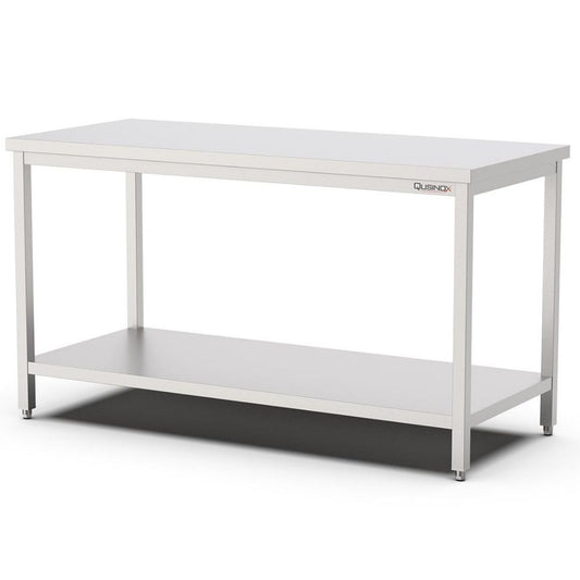 Edelstahl Arbeitstisch, 900x600x900mm, mit Grundboden Qusinox