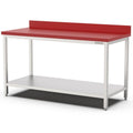 Edelstahl Arbeitstisch, 1200x700x900mm, mit Polyethylen Schneideplatte, Grundboden und Aufkantung Qusinox