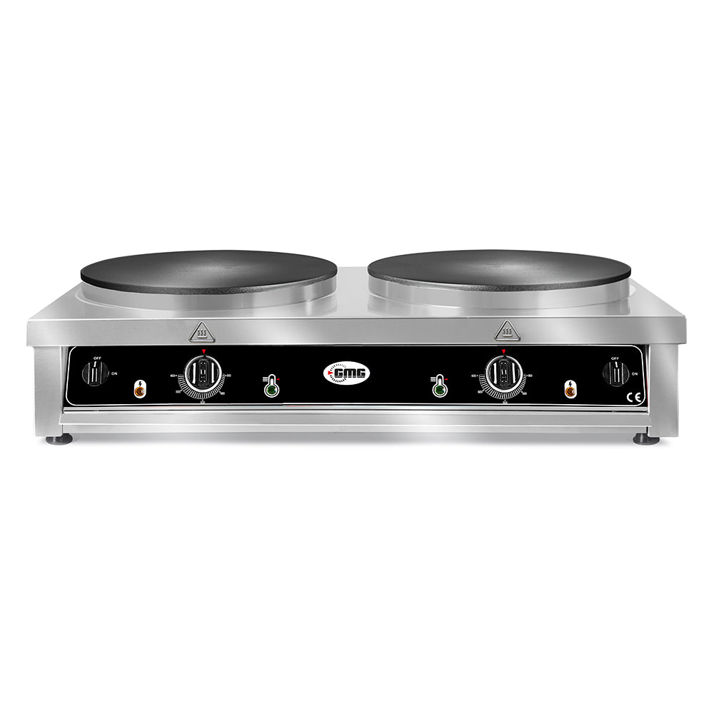 GMG - Crepes-Eisen - Ø 40 + 40cm -Plattendurchmesser 40cm - Backplatte Teflonbeschichtet - 50° - 300° - Gehäuse Edelstahl GMG