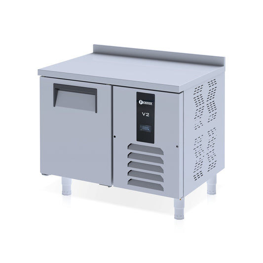 Kühltisch Edelstahl, mit CTS 125, 1 Tür & Aufkantung, iceinox, 1000x600x850mm iceinox