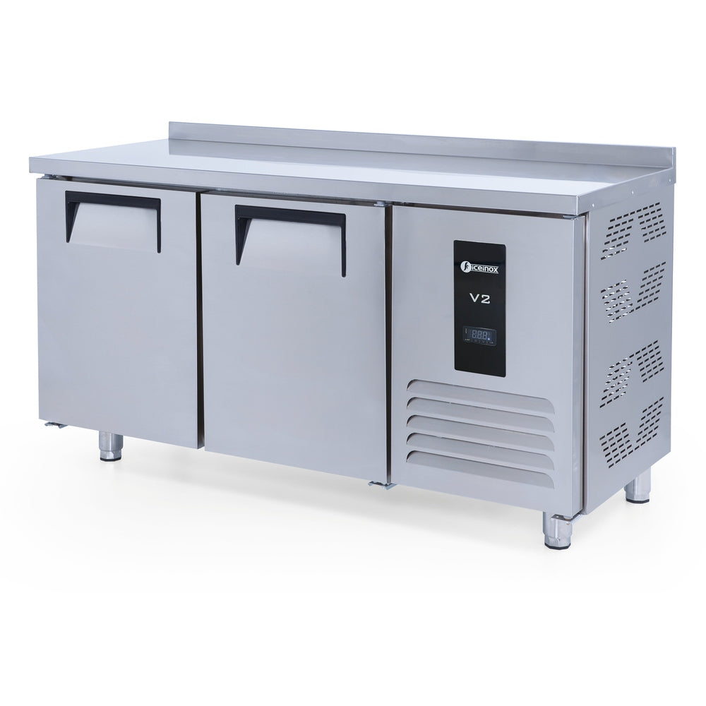 Tiefkühltisch Edelstahl, CTS 330, mit 2 Türen & Aufkantung, iceinox, 1500x700x850mm iceinox