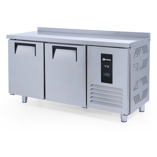 Tiefkühltisch Edelstahl, CTS 330, mit 2 Türen & Aufkantung, iceinox, 1500x700x850mm iceinox