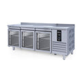 Kühltisch Edelstahl, CTS 515, mit 3 Glastüren & Aufkantung, iceinox, 2000x700x850mm iceinox