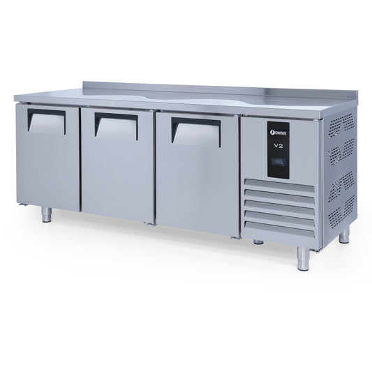 Kühltisch Edelstahl, CTS 515, mit 3 Türen & Aufkantung, iceinox, 2000x700x850mm iceinox