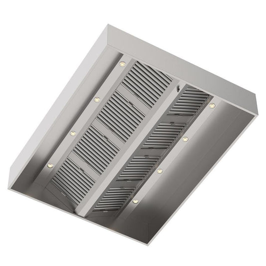 Deckenhaube, 4000x2000x400mm, mit Filter, LED-Licht und Ablassventil Qusinox