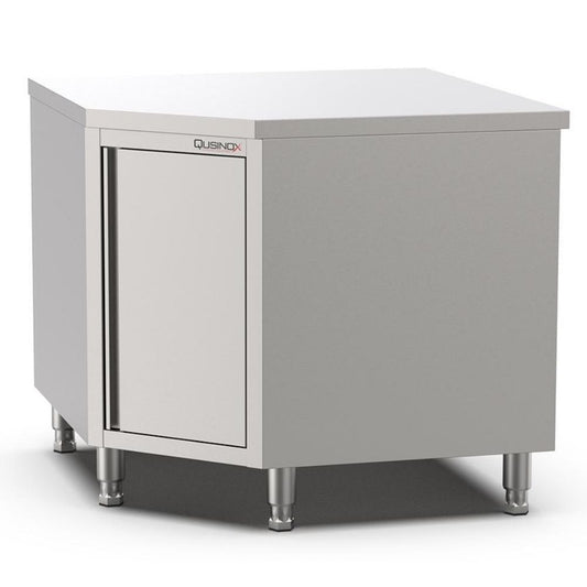 Edelstahl Eckarbeitsschrank, 1000x1000x600x900mm, mit Flügeltür Qusinox