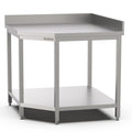 Edelstahl Eckarbeitstisch, 1000x1000x600x900mm, mit Grundboden und Aufkantung Qusinox