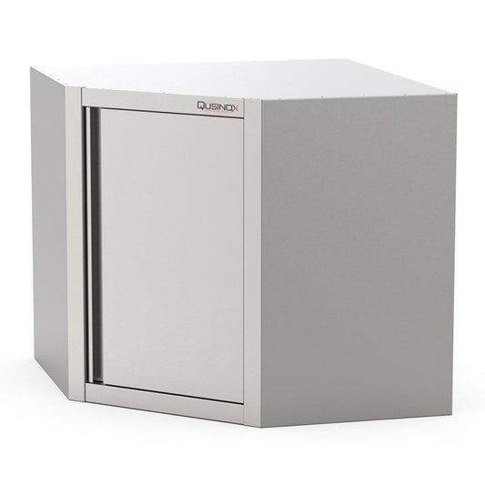 Edelstahl Eck-Wandhängeschrank, 700x700x400x650mm, mit Flügeltür Qusinox