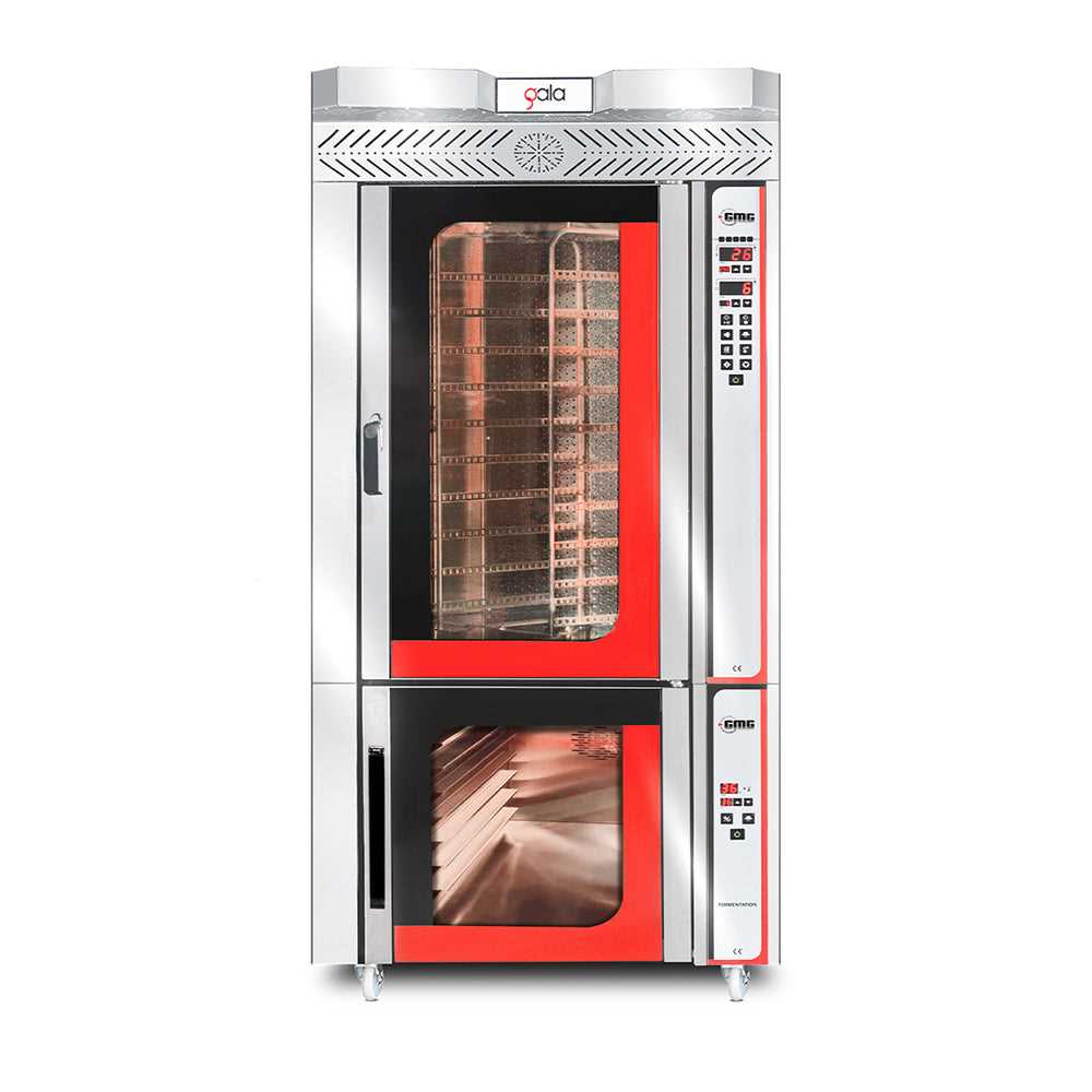 GMG - Umluft-Ofen - 10 rotierende Einschübe 10x 40 x 60cm - inkl. Haube & Gärschrank mit Glastür | 26,5 kW 400V GMG