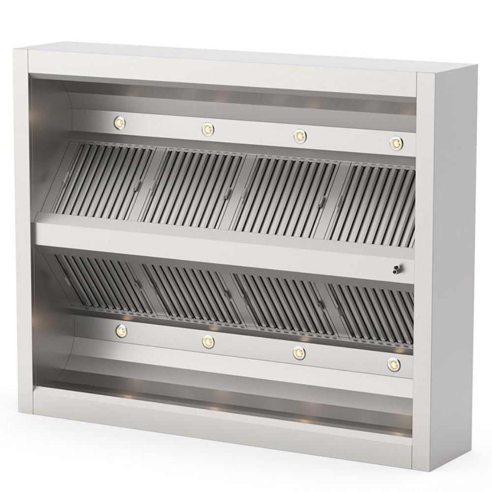 Induktions-Deckenhaube, 3500x2000x500mm, mit Filter, LED-Licht und Ablassventil Qusinox