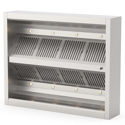 Induktions-Deckenhaube, 2500x2000x500mm, mit Filter, LED-Licht und Ablassventil Qusinox