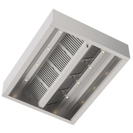 Induktions-Deckenhaube, 2500x2000x500mm, mit Filter, LED-Licht und Ablassventil Qusinox