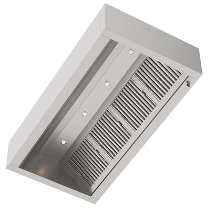 Induktions-Kastenhaube, 2000x1300x500mm, mit Filter, LED-Licht und Ablassventil Qusinox