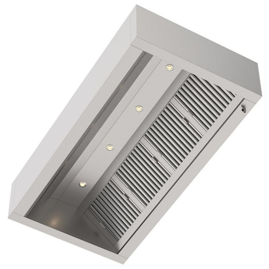 Induktions-Kastenhaube, 2000x1300x500mm, mit Filter, LED-Licht und Ablassventil Qusinox