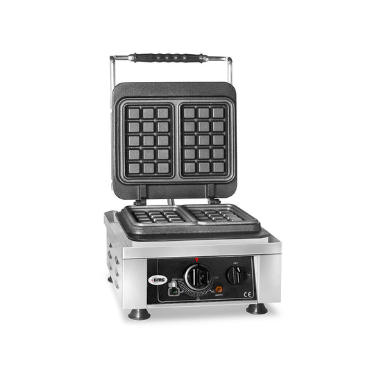 GMG - Waffeleisen Bruxelles - 2x 10,2 x 16,5 x 2,6cm - 50° bis 300°C Feste Backplatte aus Gusseisen - Gehäuse Edelstahl GMG