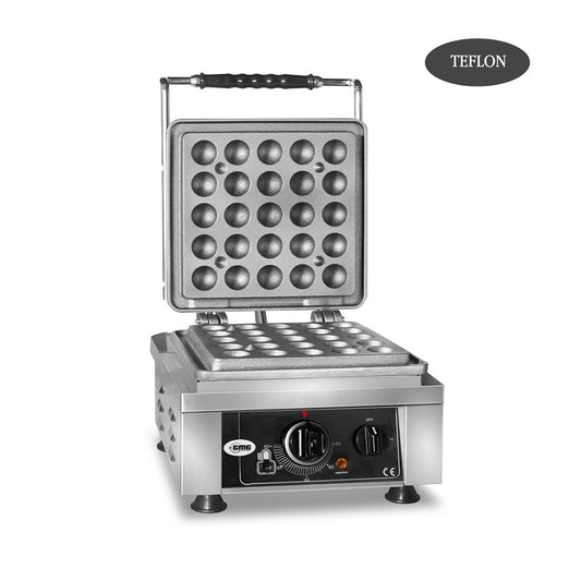 GMG - Waffeleisen Lokmia-D - 1x Ø 25 x 3,5cm x 1,7cm / 3,4cm - 50° bis 300°C Feste Backplatte aus Gusseisen - Fettfangrinne GMG